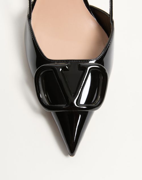 Valentino Garavani - Vlogo Signature Patent Leather Slingback Pump 80mm - Black - Woman - Pumps And Slingbacks